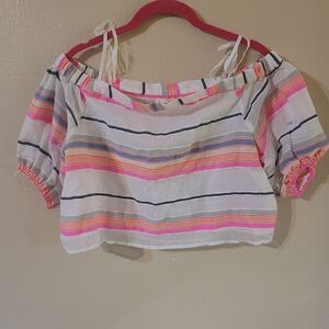 NWT Lemlem Crop Off Shoulder Elastic Blouse Women's Medium